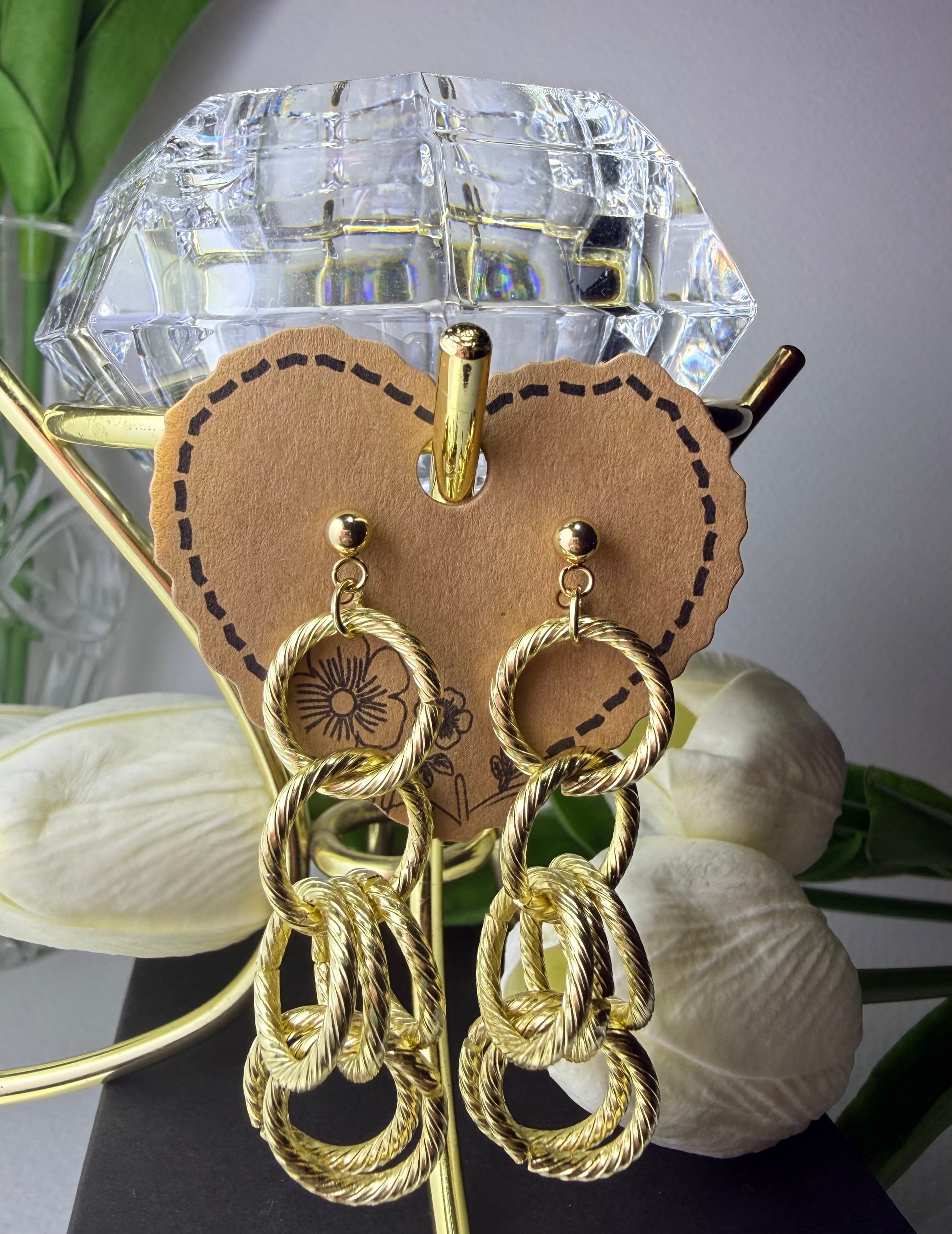 Gold hoop dangles