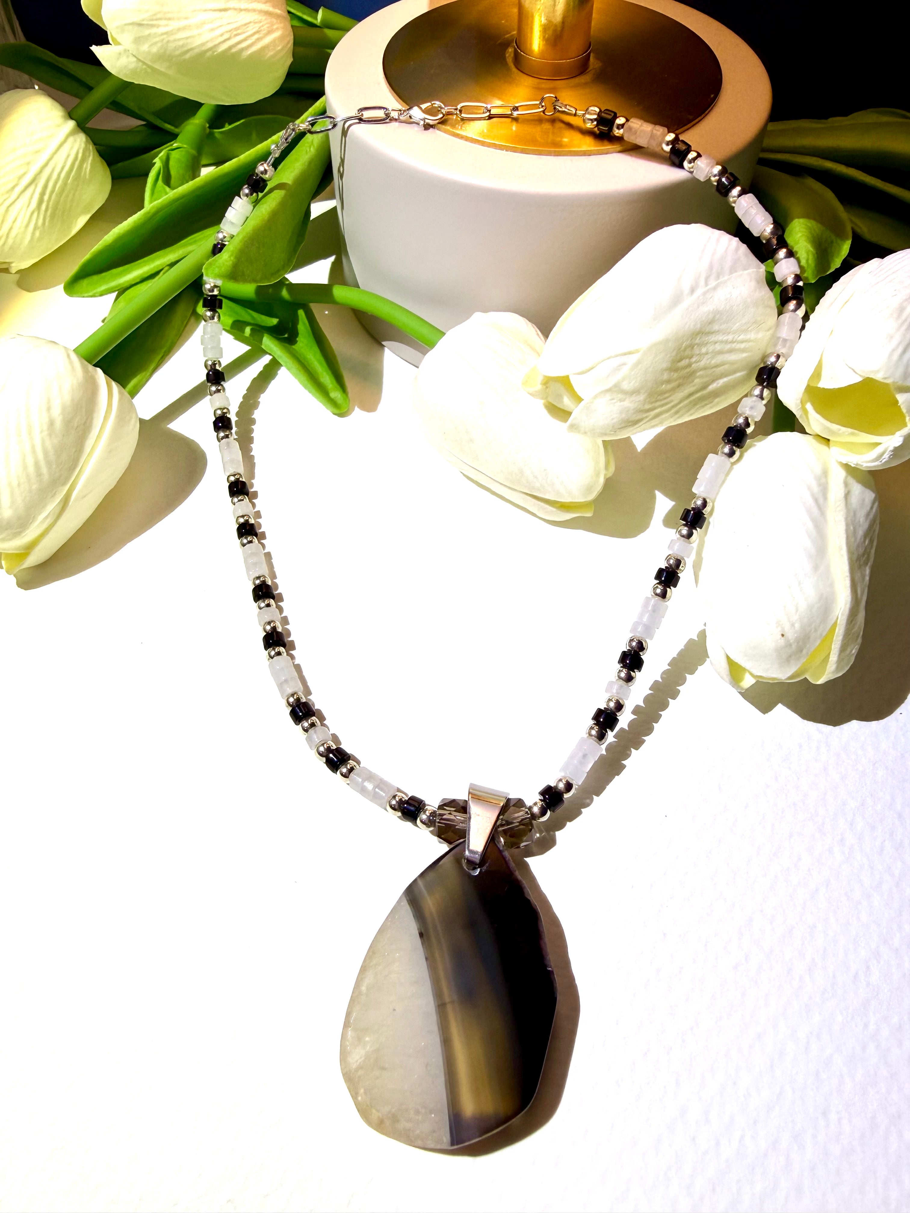 Black and white Agate necklace